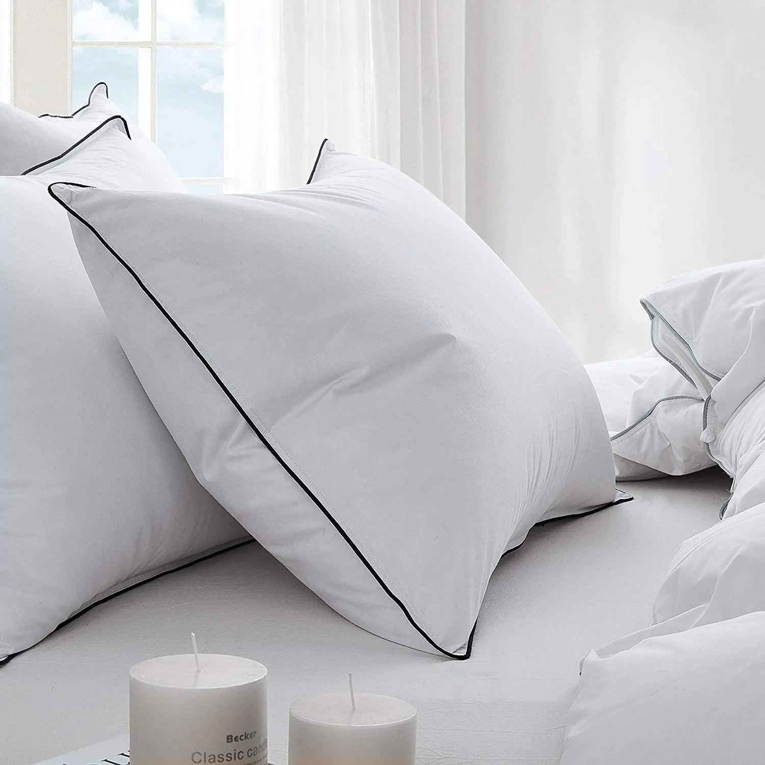Goose Feather Down Pillows - Soft Bed Pillows for Sleeping 100% Organic Cotton King Size Hotel-Quality Pillows Insert — product image 1