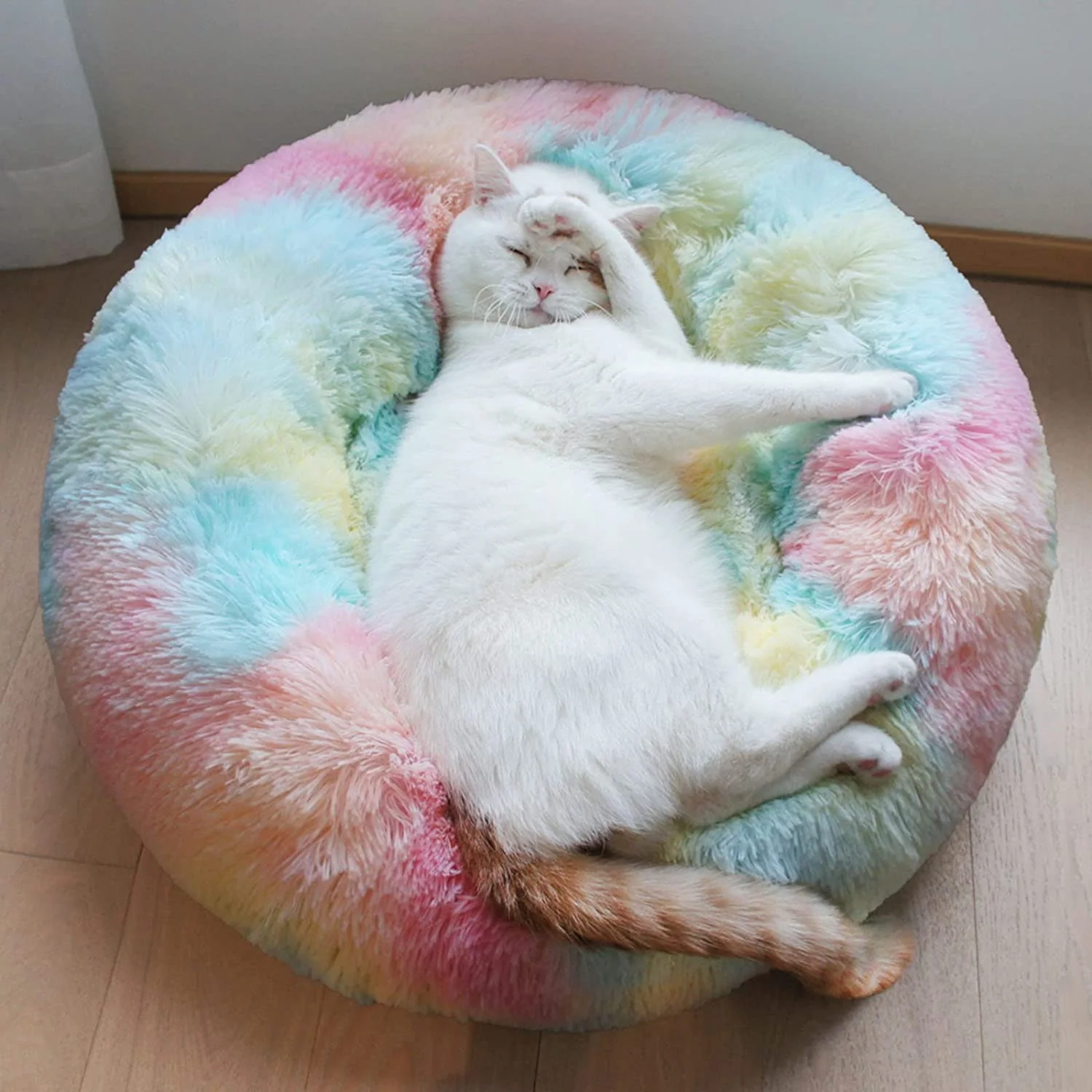 Coloful Donut Round Calming Large Dog Cat Bed — product image 1