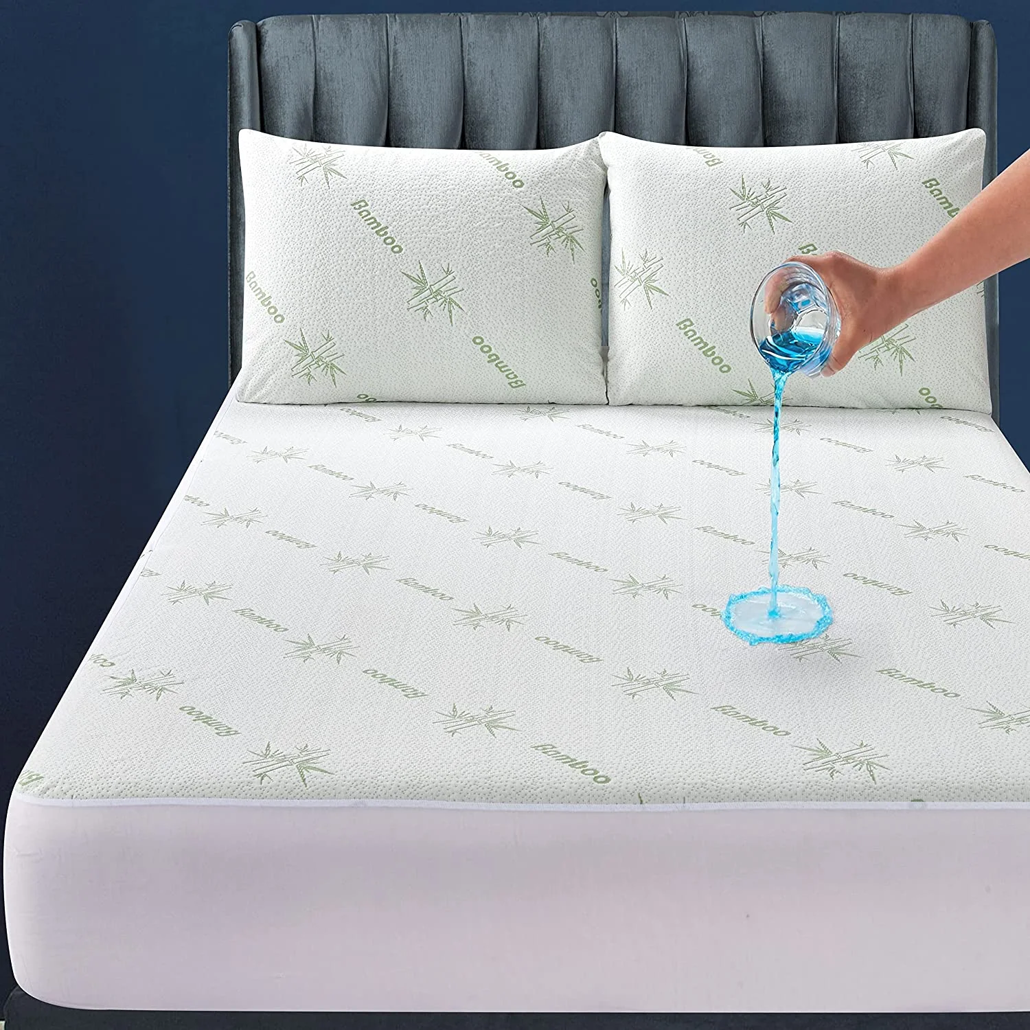 Waterproof Bamboo Mattress Protector-Non Noisy Breathable Ultra Plush Absorbent Extra Deep Fits — product image 1